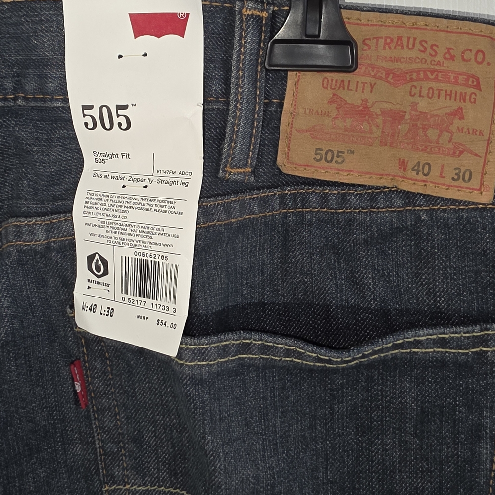 Levi's 505 Straight Fit Men's Jeans - Dark Blue Yellow Stitching